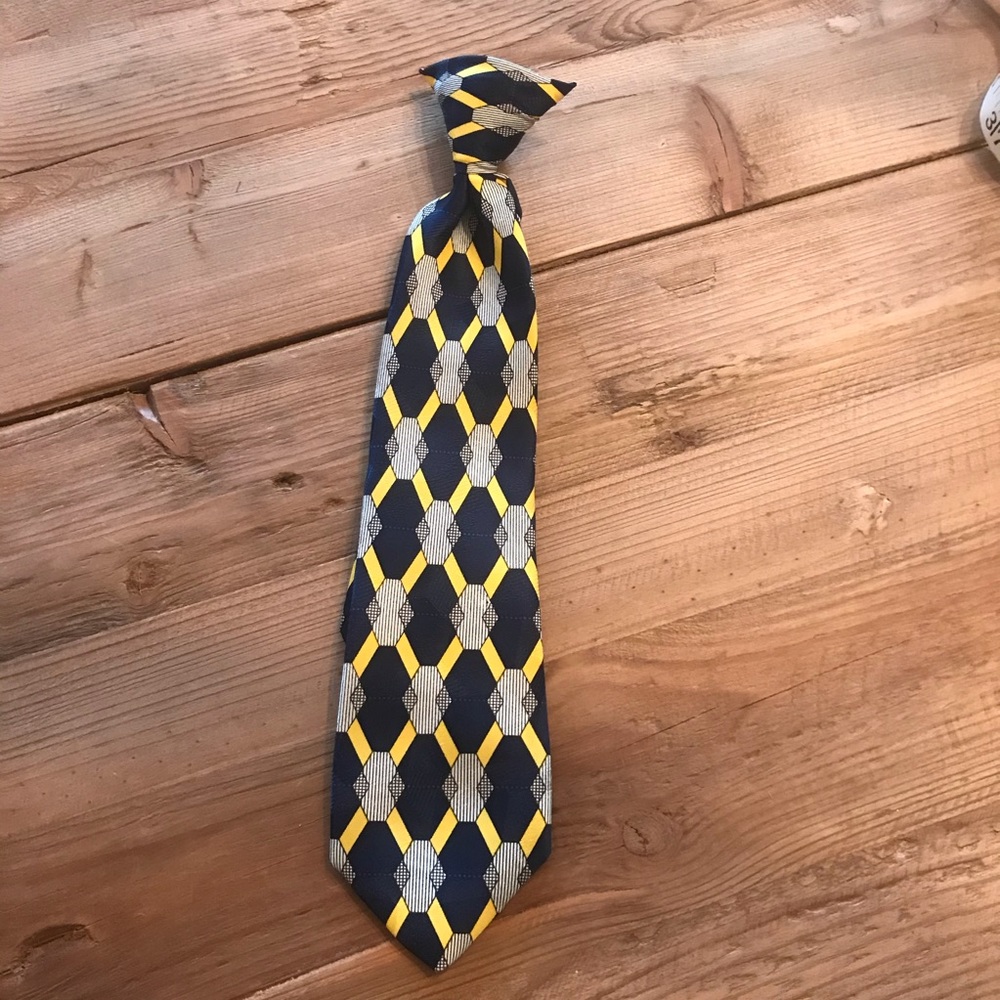 Club Room Kids 11” Clip on Tie Navy Blue/Yellow